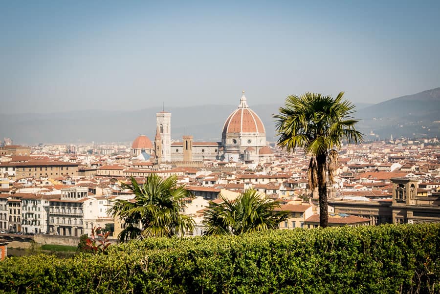 Florence panorama from staircade of piazzale Michelangelo