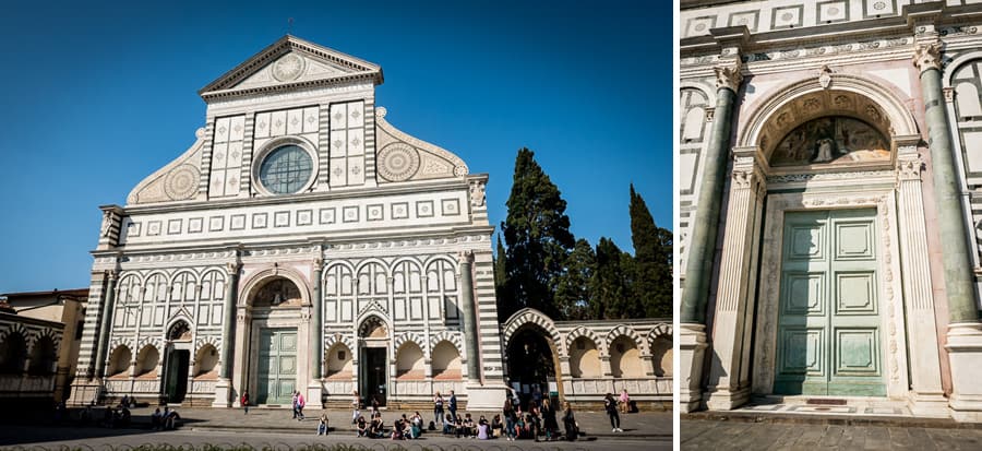 Santa Maria Novella church facade and door entrance detail