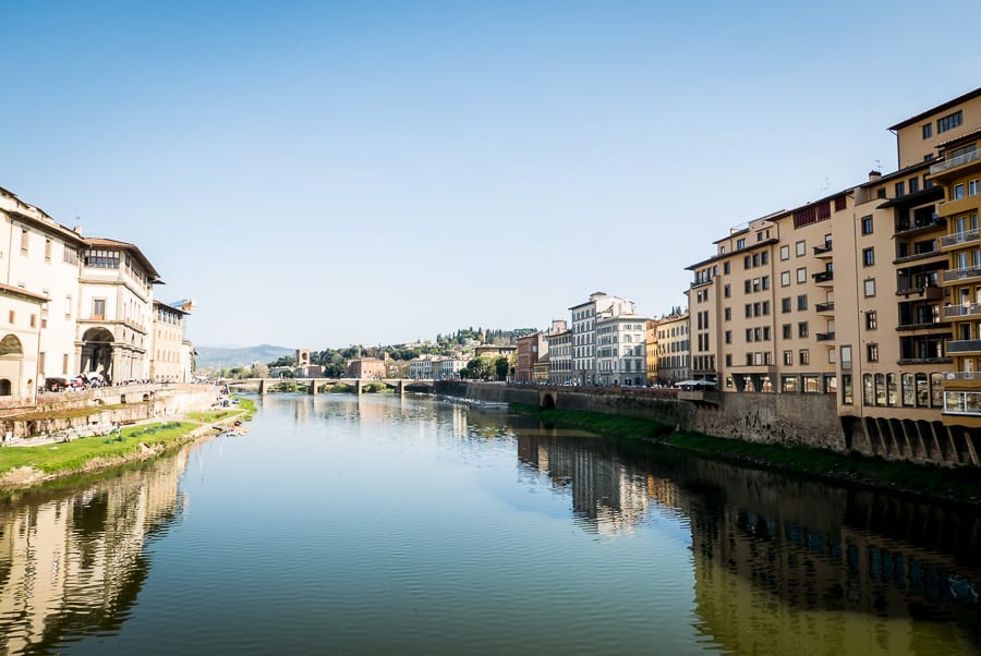 Sight of florence from ponte vecchio river arno