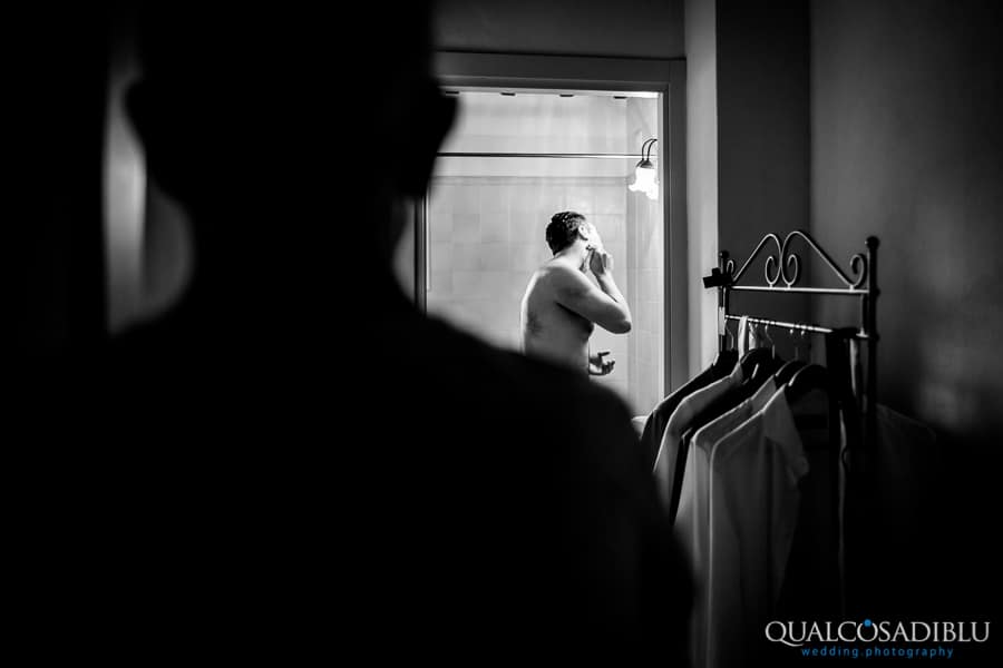 groom getting ready shave