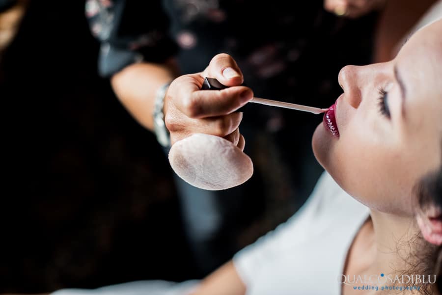 bride lipstick getting ready