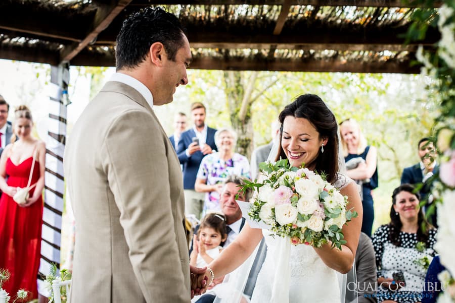 bride smiling ceremony