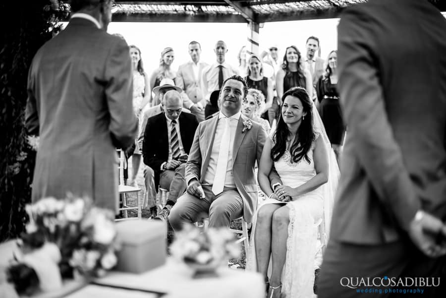 wedding ceremony bride and groom black and white