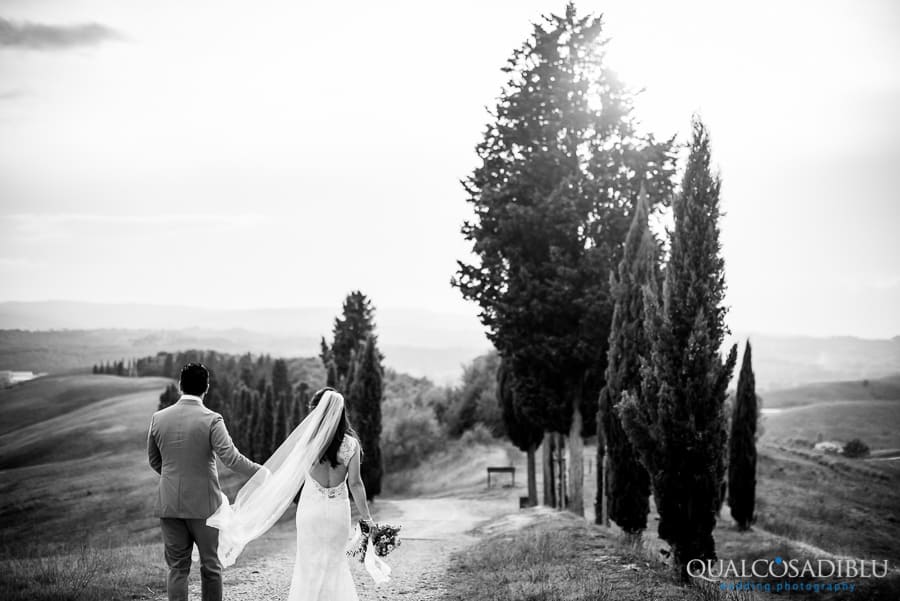 bride and groom together black and white