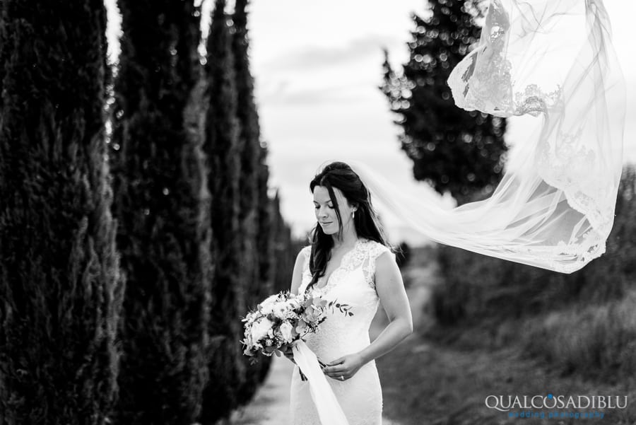 bride with veil black and white