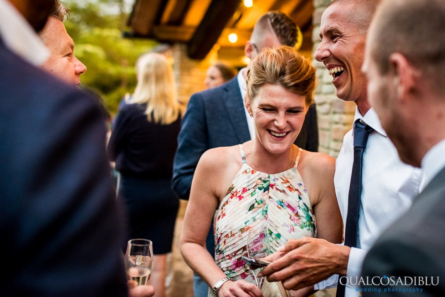 wedding guest smiling