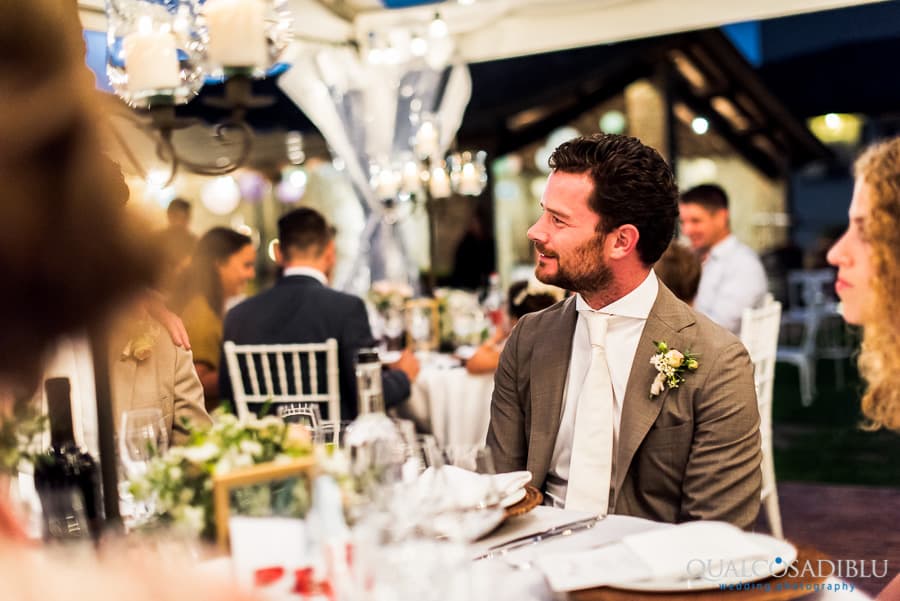 wedding guest smiling