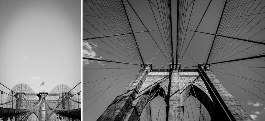 brooklyn bridge new york details B&W