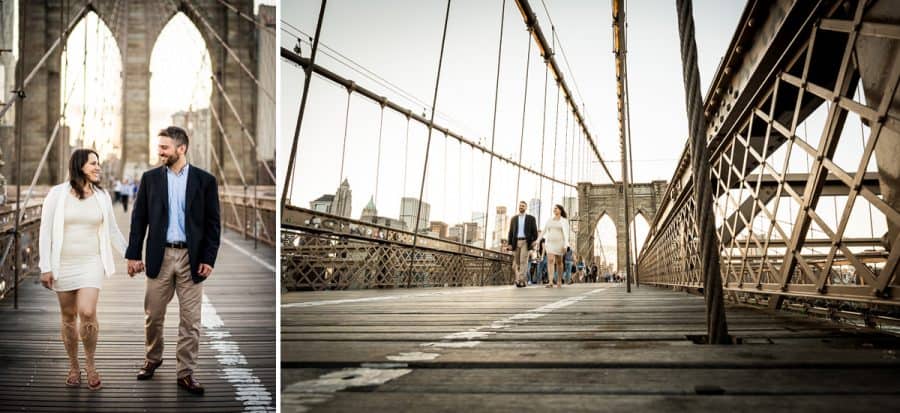 love couple walking on the brooklyn bridge NY
