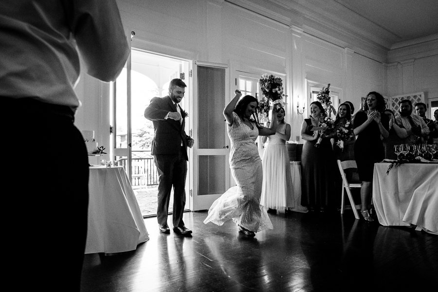 bride groom entrance dancing black and white