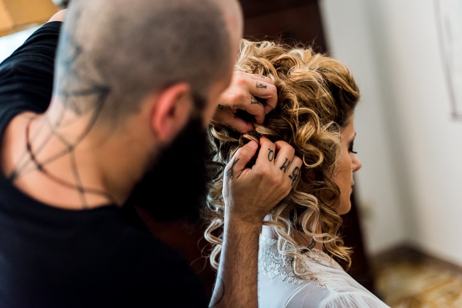 bride hairstyle getting ready