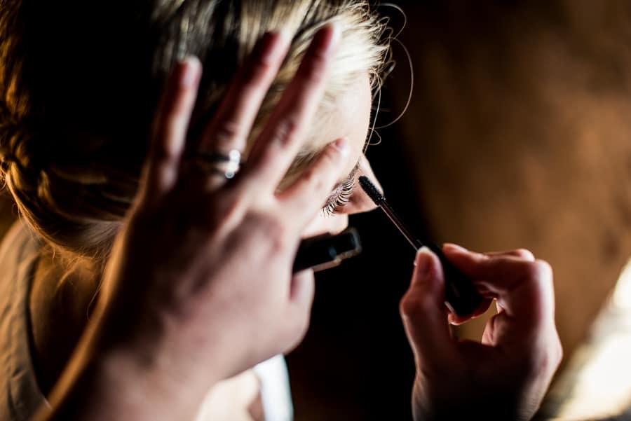 bride make up mascara getting ready