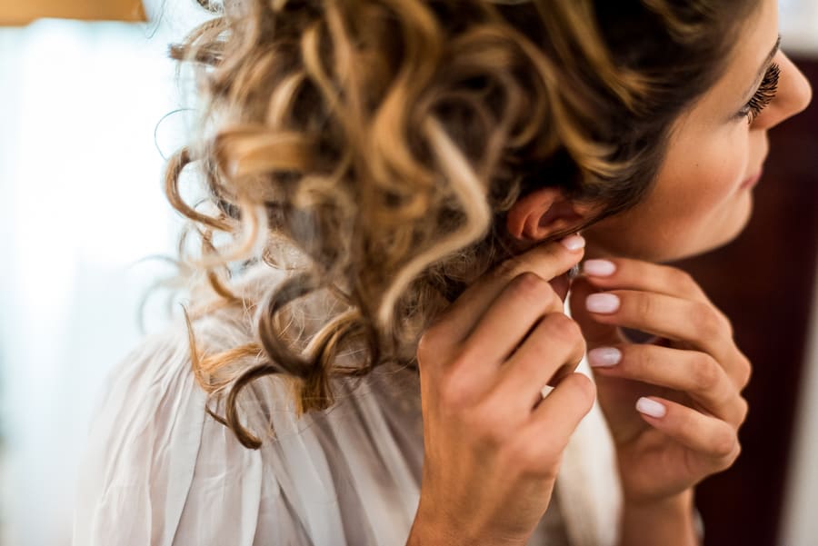 bride wearing earrings