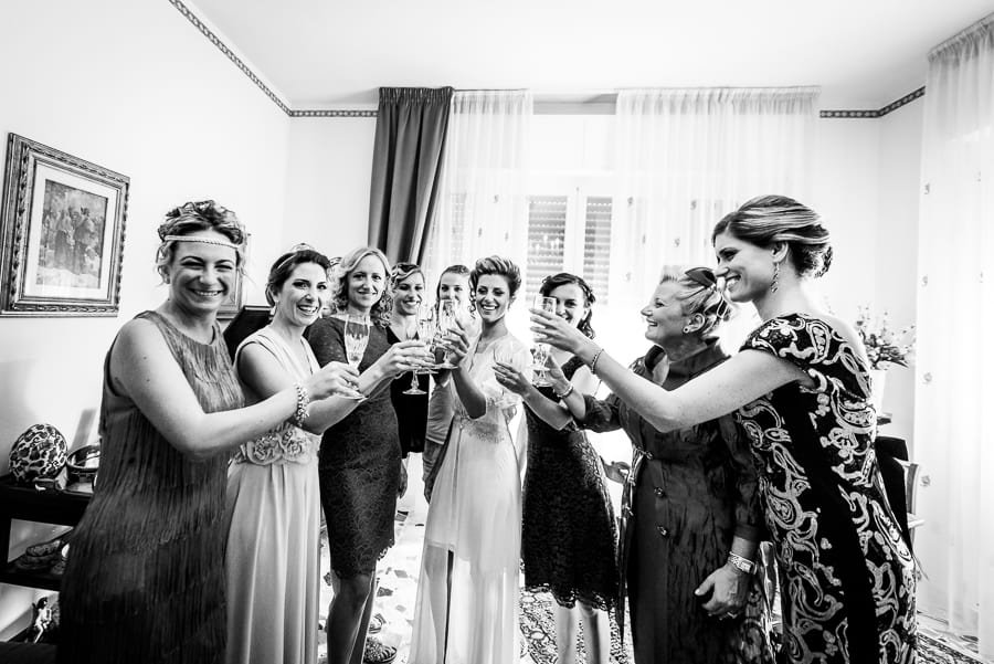 toast bridesmaid and bride