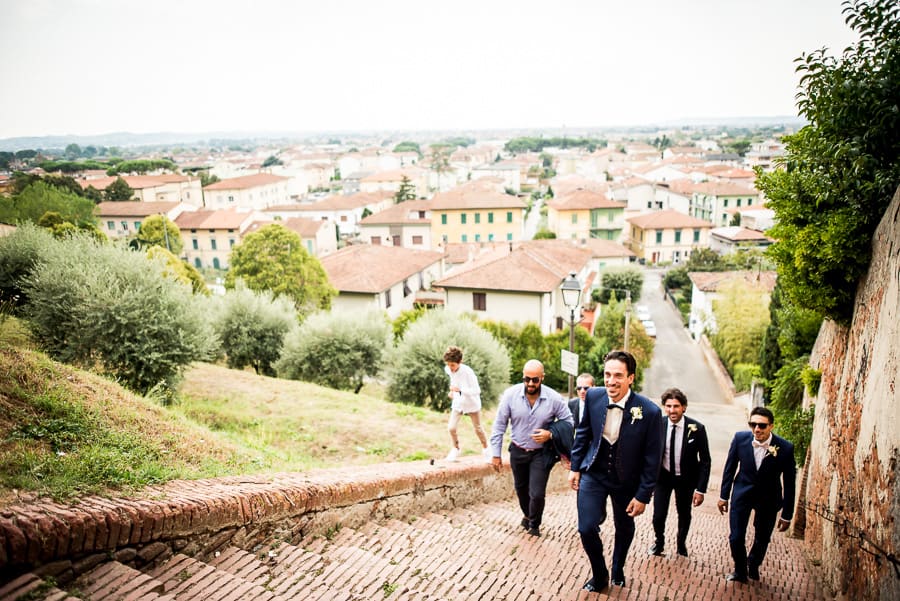 groom bestmen arriving to church