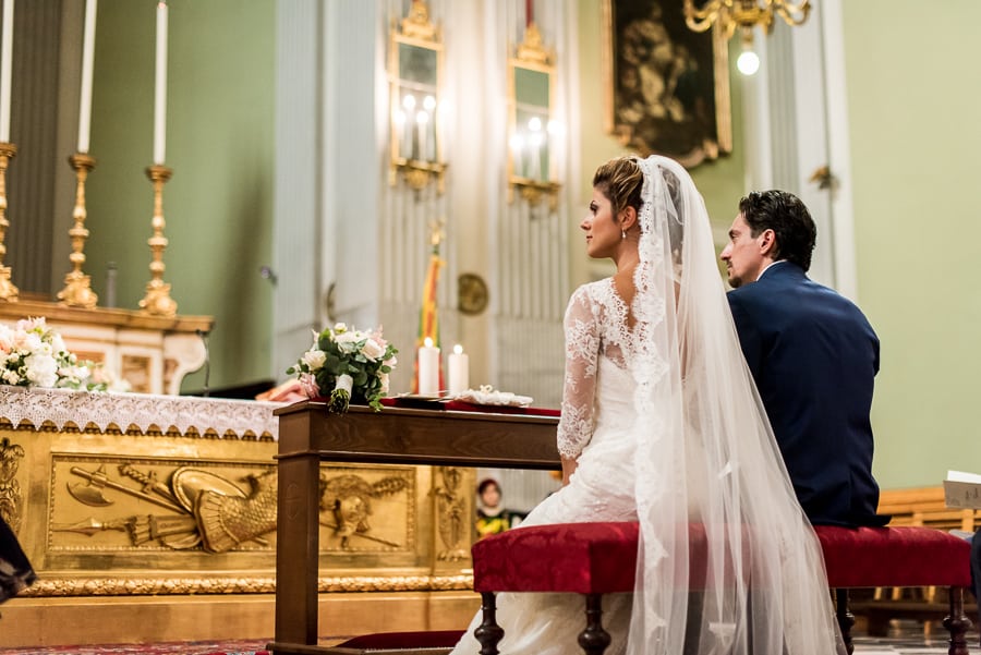 bride groom sitting ceremony church