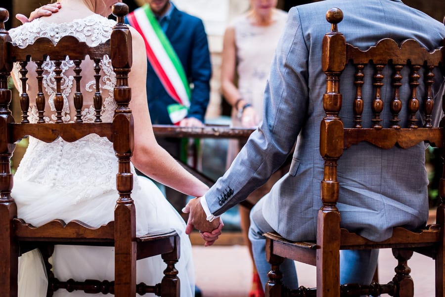 bride and groom holding their hands ceremony