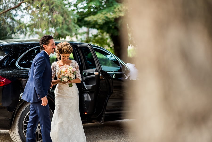 bride groom arrived with car