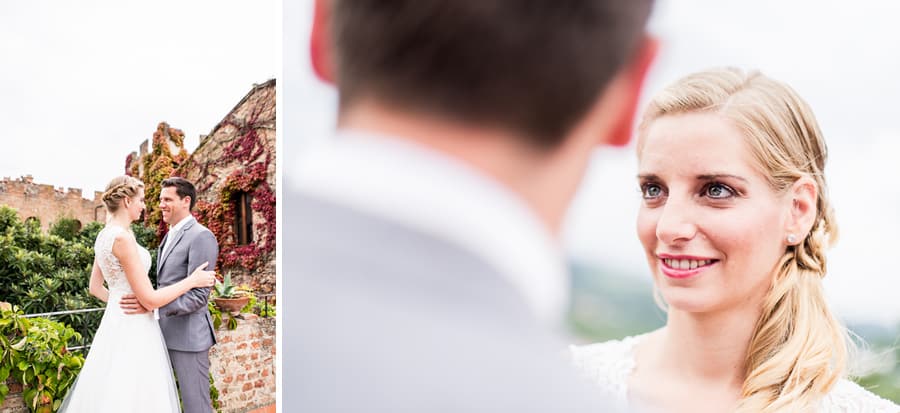 bride groom embraced il castello restaurant certaldo