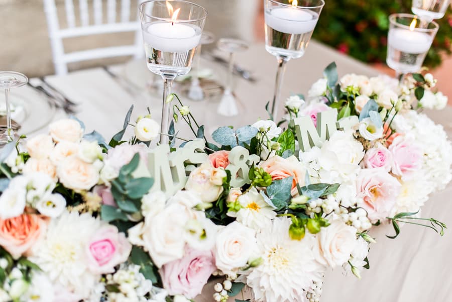 detail main table flower wedding