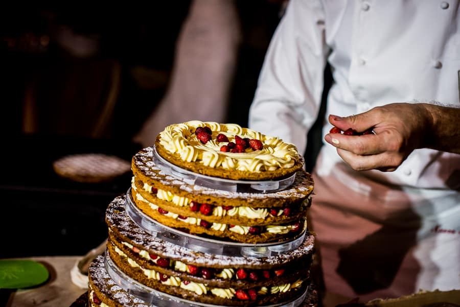 closeup wedding cake strawberry