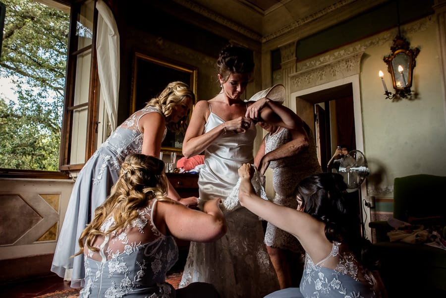 bride wearing the wedding dress