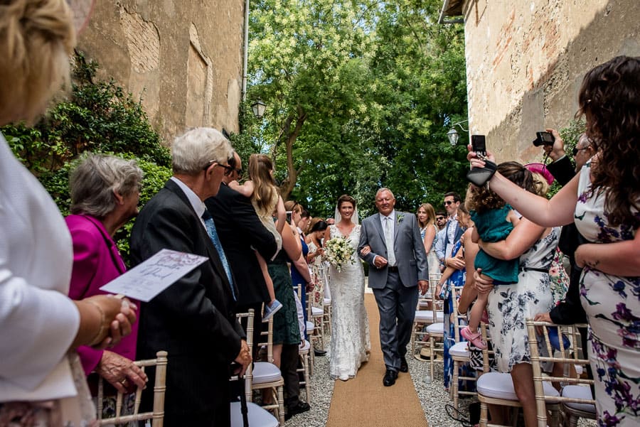 bride arrival with the father