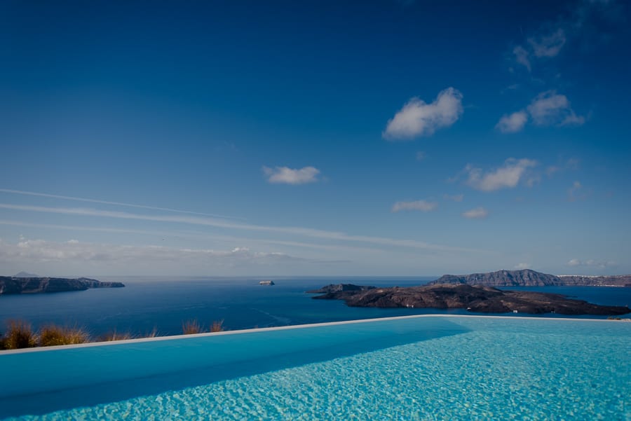 swimming pool caldera view santorini eros