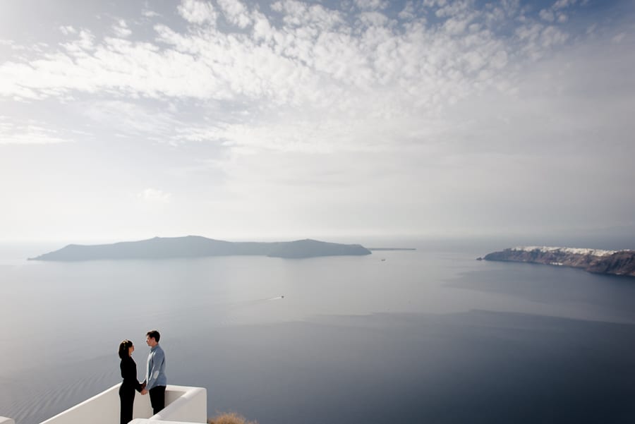 amazing view of santorini with sweet couple