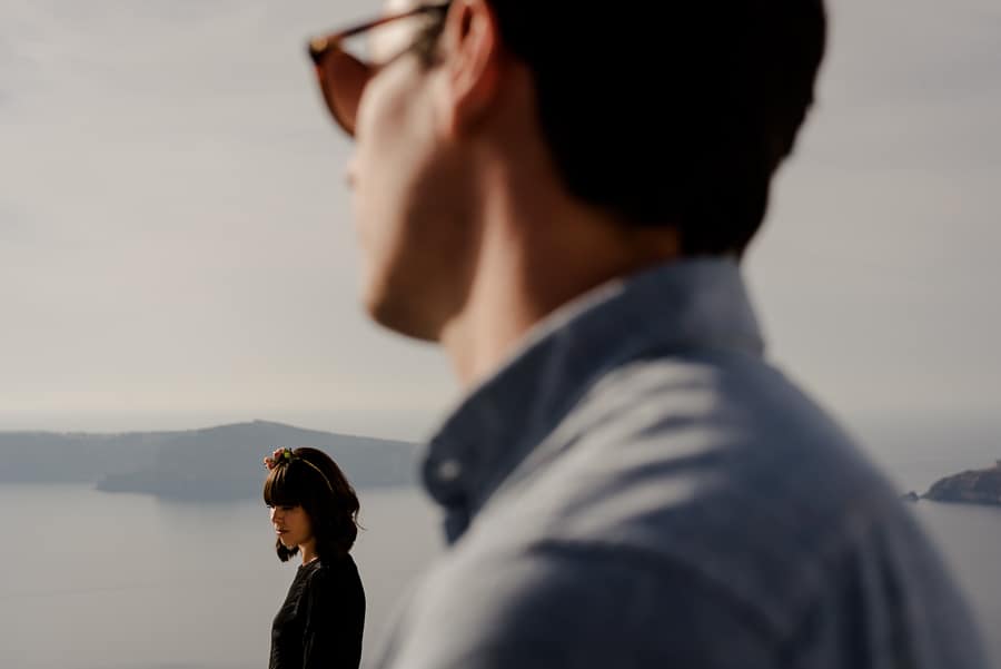 portrait of engagement session at imerovigli santorini