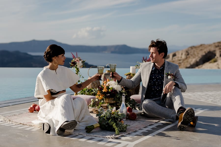 bride and groom toast