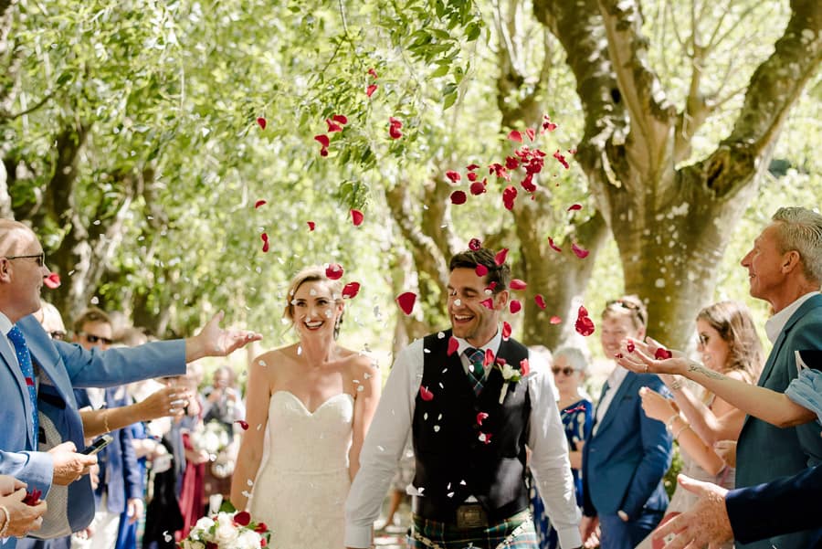 Launch of confetti to Bride and Groom