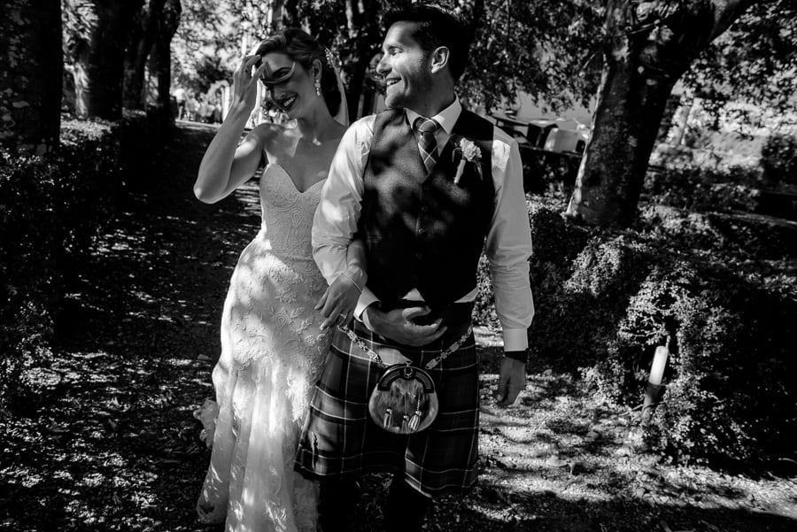 Bride and groom black and white
