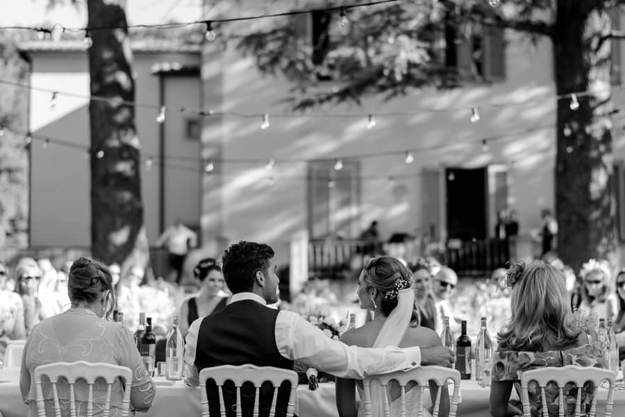 Bride and Groom at the table receipt wedding