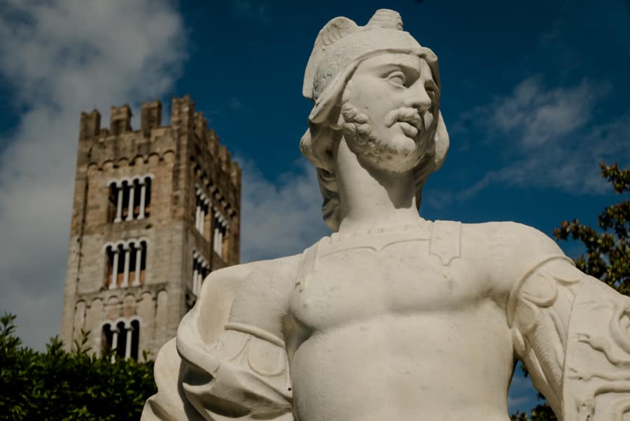 Detail of a statue at Palazzo Pfanner Lucca