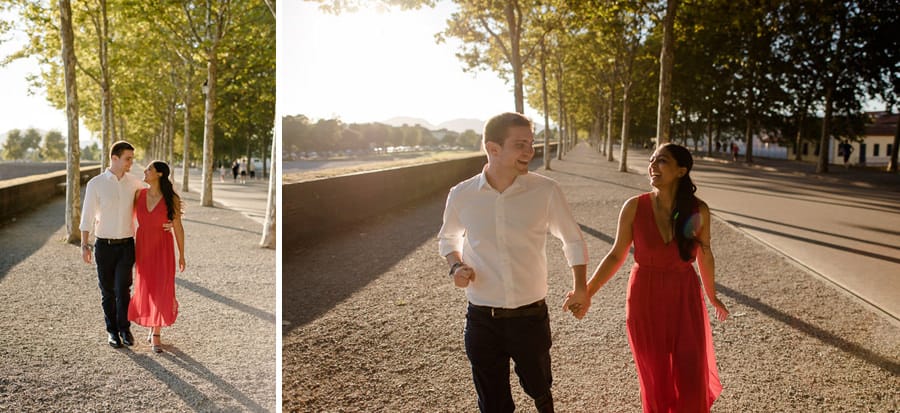 smiling couple engagement shooting in lucca