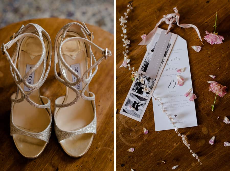 wedding shoes and invitations cards