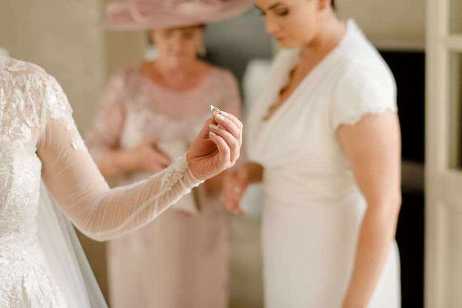 Bride and bridesmaids getting ready