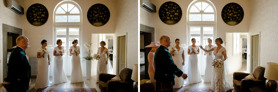 First look of bride and father