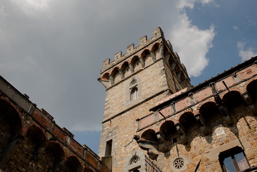 detail of the tower of vincigliata castle