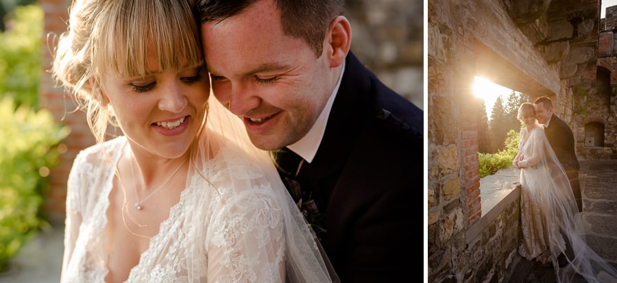 Bride and groom portrait couple vincigliata castle florence