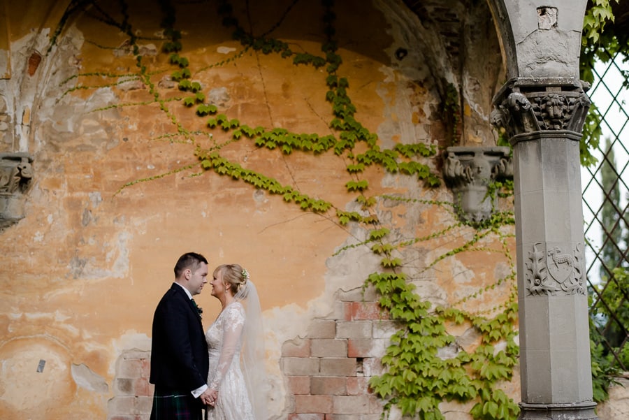 bride and groom portrait session vincigliata castle