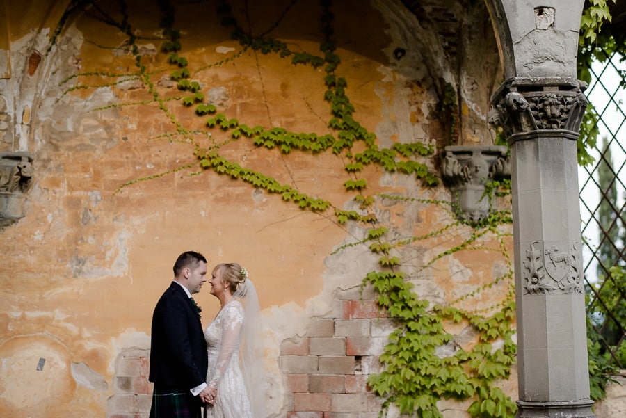 bride and groom portrait session vincigliata castle