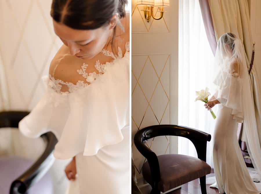 Bride and detail of the dress