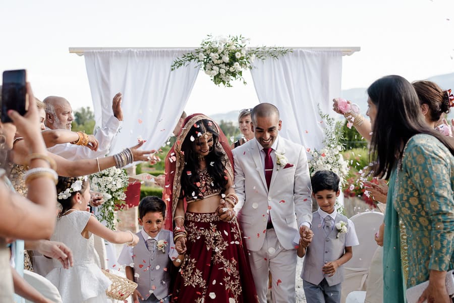 Bride and groom just married indian wedding in lucca