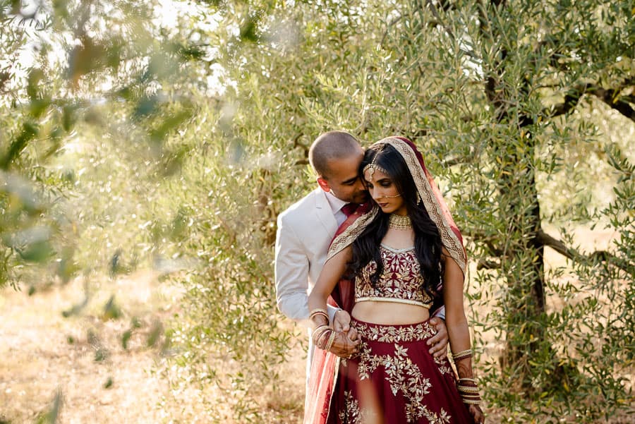 Portrait couple indian wedding in lucca tuscany