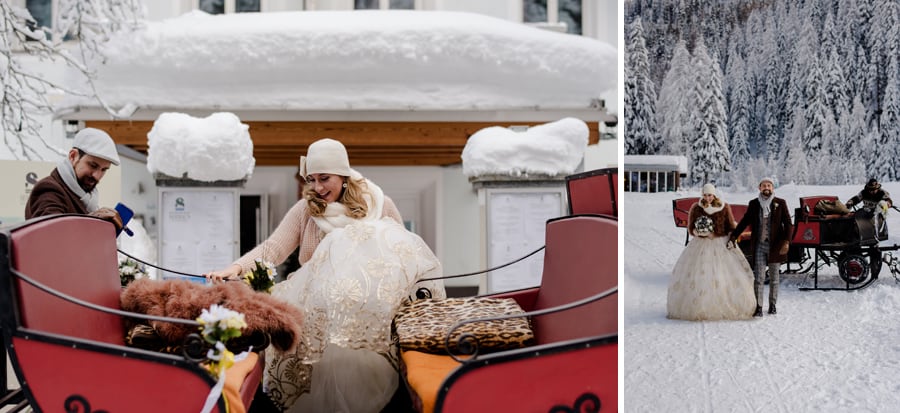 winter wedding means of transport