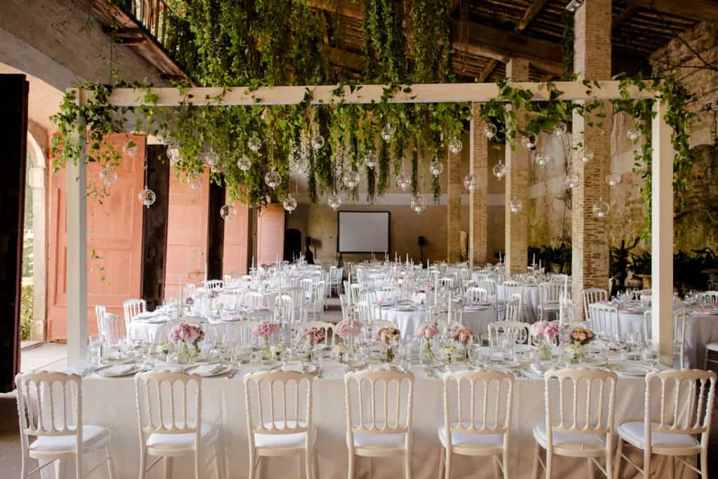 Tuscany style wedding dinner decorations