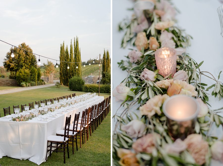 Olive leaf garlands tuscany Wedding Centrepiece