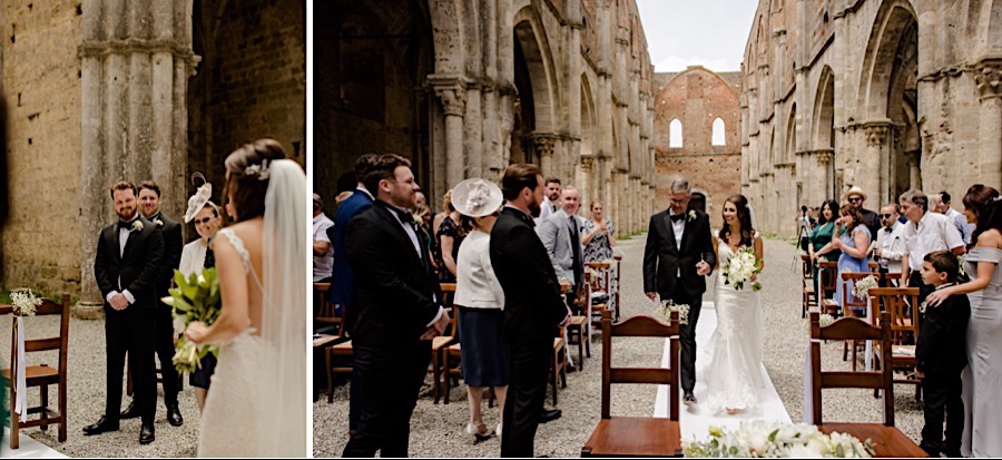 Bride and groom ceremony san galgano abbey